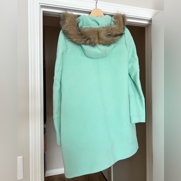 Mint J.Crew wool pea-coat with faux fur - Picture 2 of 4
